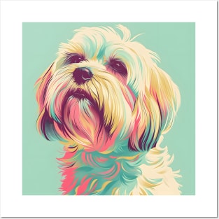 70s Tibetan Terrier Vibes: Pastel Pup Parade Posters and Art